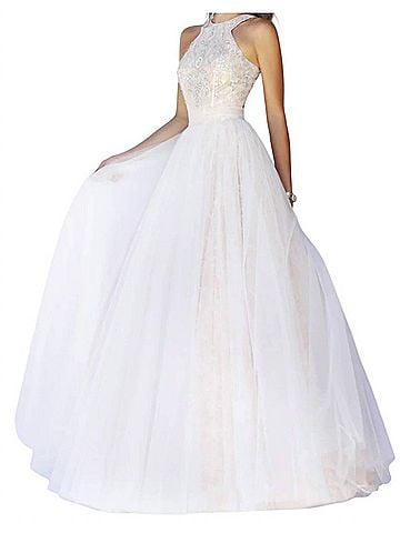 Sherri Hill Beaded Long Prom Dress in Ivory (view 2)