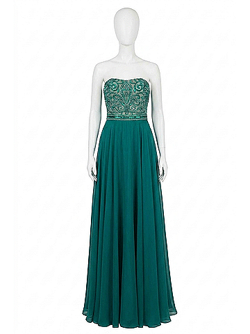 Sherri Hill Sweetheart Long Prom Dress in Emerald (view 1)
