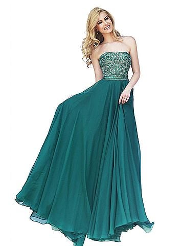 Sherri Hill Sweetheart Long Prom Dress in Emerald (view 2)