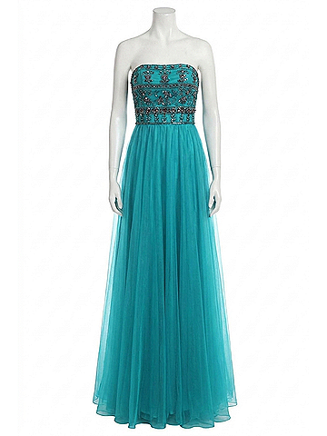 Sherri Hill Sequined Full Length Prom Dress in Teal (view 1)