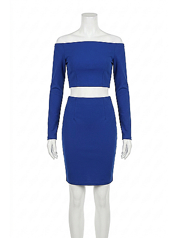 Sherri Hill Two-Piece Prom Dress in Royal (view 1)