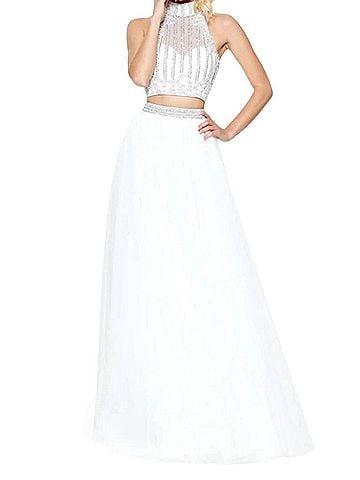 Sherri Hill Keyhole Back Prom Dress in Ivory (view 2)