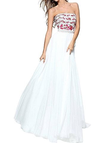 Sherri Hill Chiffon A-Line Prom Dress in Ivory (view 2)