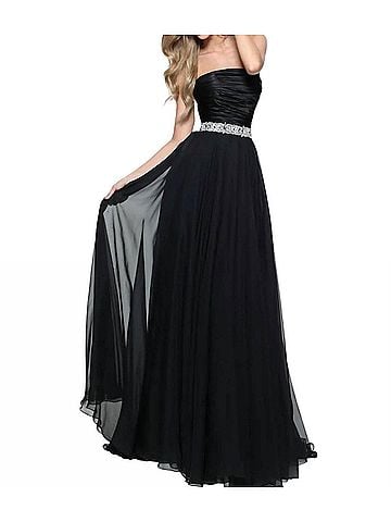Sherri Hill Ruched Bodice Prom Dess in Black (view 2)