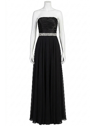 Sherri Hill Ruched Bodice Prom Dess in Black (view 1)