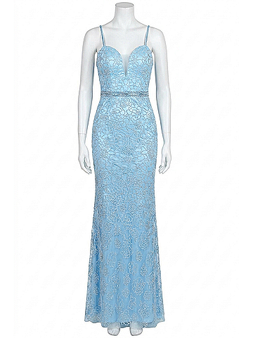 Sherri Hill Beaded Prom Dress in Light Blue (view 1)