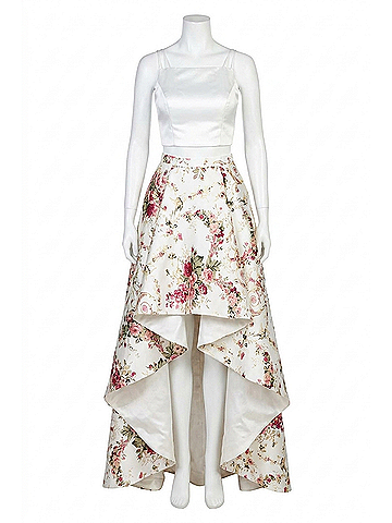Sherri Hill Floral Print Prom Dress in Ivory/Print (view 1)