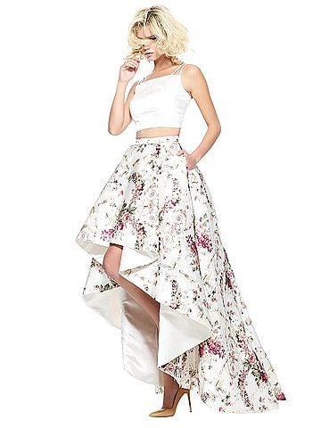 Sherri Hill Floral Print Prom Dress in Ivory/Print (view 2)