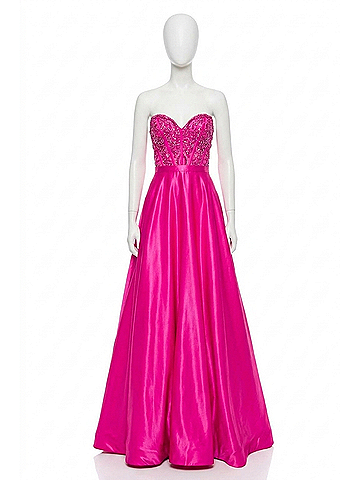 Sherri Hill Sweetheart Corset Bodice Prom Dress in Fuchsia (view 1)
