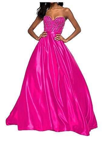Sherri Hill Sweetheart Corset Bodice Prom Dress in Fuchsia (view 2)