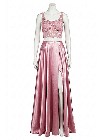 Sherri Hill Two-Piece Silk Satin Casual Dress in Rose (view 1)