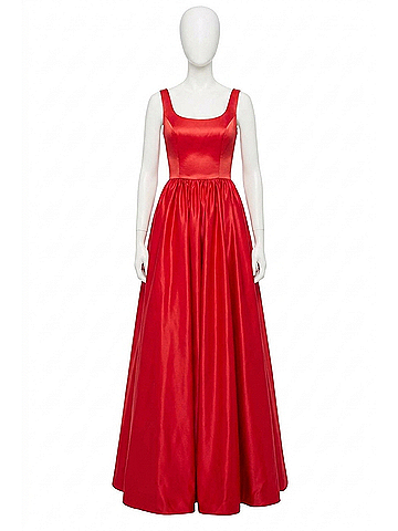 Sherri Hill Satin Low Back Prom Dress in Red (view 1)
