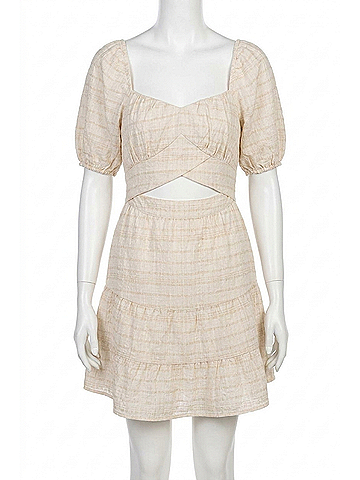 Le Lis Mora Cutout Tie Back Dress in Cream (view 1)