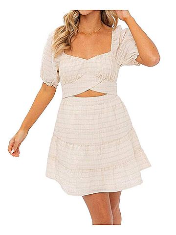 Le Lis Mora Cutout Tie Back Dress in Cream (view 2)