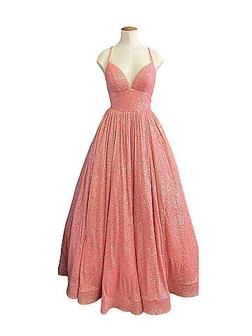 Sherri Hill Soft Sequin Ball Gown in Coral (view 1)