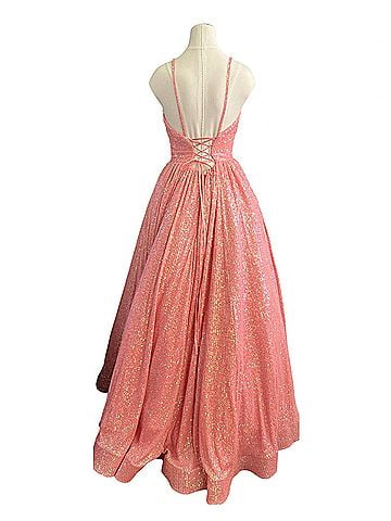 Sherri Hill Soft Sequin Ball Gown in Coral (view 2)