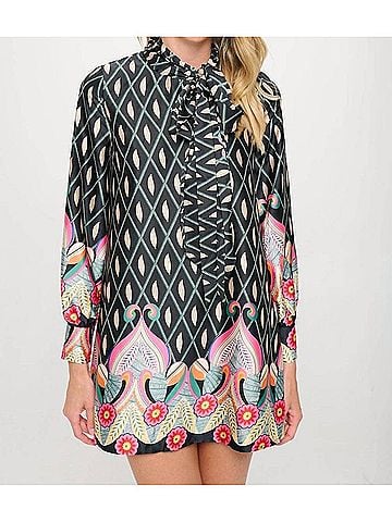 Meet Me in Santorini Josephine Mini Dress in Feather Black (view 2)