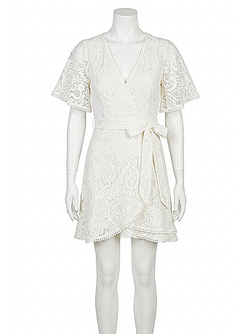 Sugarlips Le Lune Faux Wrap Lace Dress in White (view 1)