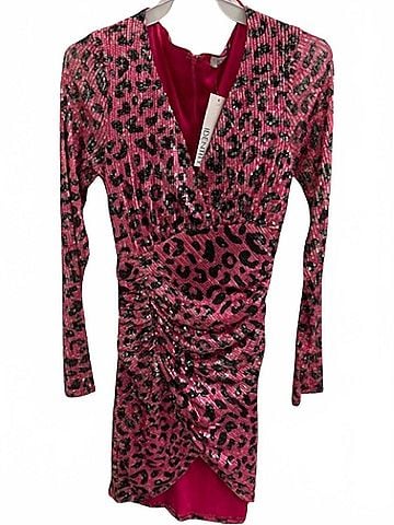 Sage the Label Women's Sequined Leopard Dress in Pink Leopard (view 2)