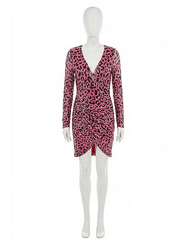 Sage the Label Women's Sequined Leopard Dress in Pink Leopard (view 1)