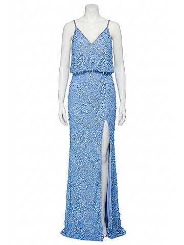 Sherri Hill Jewel-Tone Lace Prom Dress in Periwinkle (view 1)
