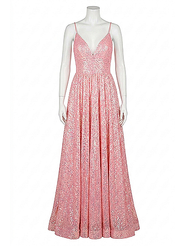 Sherri Hill Sweetheart Soft Sequin Prom Dress in Coral (view 1)