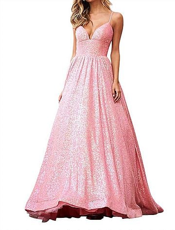 Sherri Hill Sweetheart Soft Sequin Prom Dress in Coral (view 2)