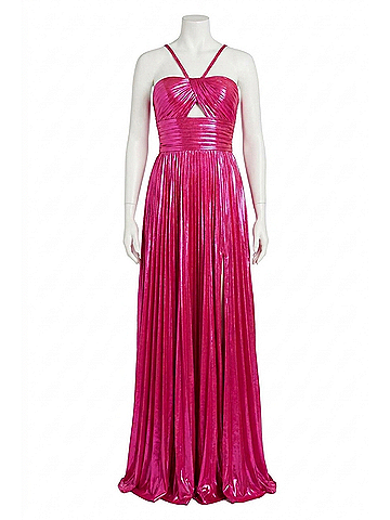 Sherri Hill Rich Metallic Pleated Prom Dress in Fuchsia (view 1)