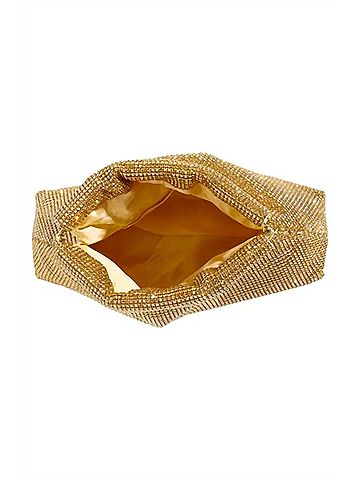 Steve Madden Akila Crystal Mesh Foldover Clutch in Gold Rhinestones (view 2)