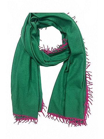 Dolma Women's Cashmere Fringe Scarves in Emerald Pink (view 1)