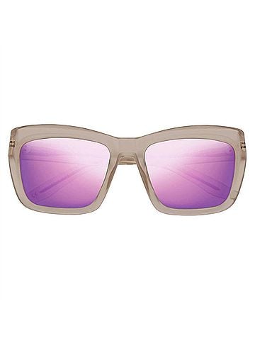 IVI Women's Bonnie Wayfarer Sunglasses in Polished Nude / Amethyst Flame Flash Lens (view 2)
