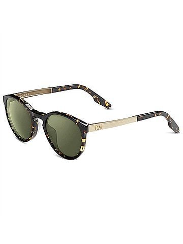 IVI Women's Brooks Round Sunglasses in Ambercomb Tortoise - Brushed Gold / Green Ar Lens (view 1)