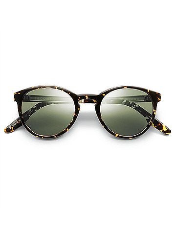 IVI Women's Brooks Round Sunglasses in Ambercomb Tortoise - Brushed Gold / Green Ar Lens (view 2)