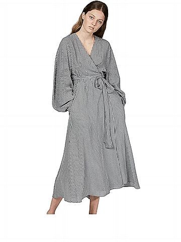 Scanlan Theodore Gingham Wrap Front Dress Casual Dress (view 1)