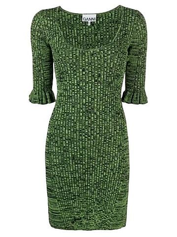 Ganni flounce-sleeve mélange minidress Cocktail Dress (view 1)