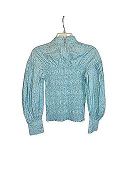 Ganni Shirred Floral-print Poplin Blouse Long Sleeve Blouse (view 2)