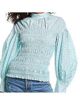 Ganni Shirred Floral-print Poplin Blouse Long Sleeve Blouse (view 1)