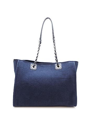 Chanel Chanel Deauville MM Shoulder Bag (with pouch) - Women's, A67001, Canvas, Navy (view 2)