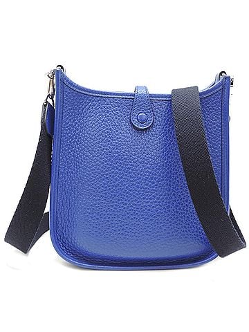 Hermès Hermes Evelyne TPM, C stamp, 2018 model, women's shoulder bag, Taurillon Clemence leather, Blue Zellige. (view 2)