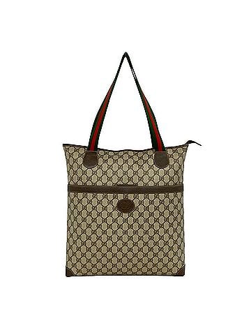 Gucci GUCCI Vintage Sherry Line GG Logo Leather Tote Bag/Handbag, Brown, 28366 (view 1)