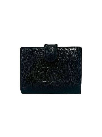 Chanel CHANEL Coco Mark Caviar Leather Bi-fold Mini Wallet, Black, 32313 (view 1)
