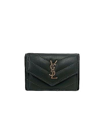 Yves Saint Laurent Yves Saint Laurent SAINT LAURENT PARIS YSL Cassandra Logo Leather Tri-fold Mini Wallet, Gray, 95277 (view 1)