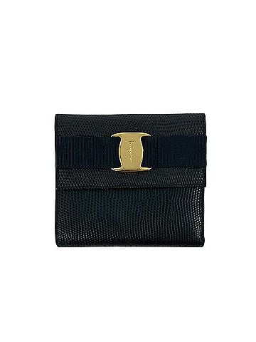 Salvatore Ferragamo Salvatore Ferragamo Vintage Vara Ribbon Hardware Leather Tri-fold Wallet Black 09149 (view 1)