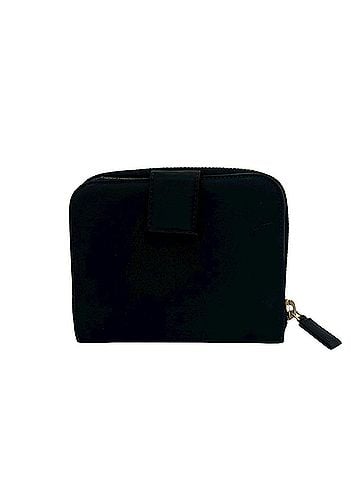 Prada PRADA Triangle Logo Hardware Tessuto Nylon Saffiano Leather Round Zip Bi-fold Wallet Black 04283 (view 2)