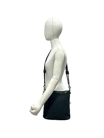 Gucci GUCCI GG Canvas Leather Genuine Shoulder Bag Sacoche Pouch Crossbody Black 74349 (view 2)
