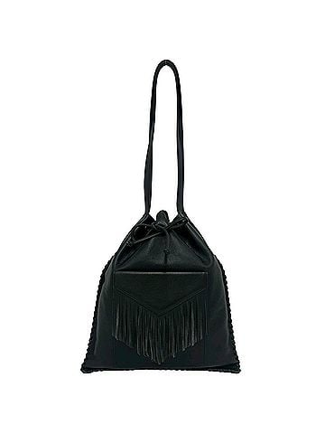 Yves Saint Laurent YVES SAINT LAURENT Fringe Leather Tote Bag, Semi-Shoulder Black, 67447 (view 1)