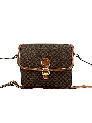 Céline CELINE Vintage Macadam Blazon Triomphe Logo Pattern Leather Shoulder Bag/Pochette Brown 52124 (view 1)