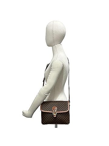 Céline CELINE Vintage Macadam Blazon Triomphe Logo Pattern Leather Shoulder Bag/Pochette Brown 52124 (view 2)
