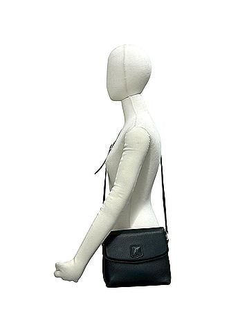 Céline CELINE Vintage Triomphe Logo Leather Shoulder Bag/Pochette/Sacoche, Black 50140 (view 2)