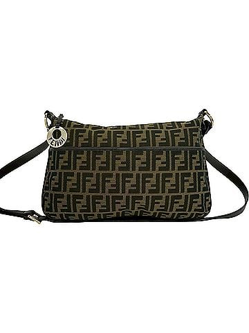 Fendi FENDI Zucca FF pattern canvas and leather shoulder bag/pouch/sacoche in khaki, brown, black (59775) (view 1)